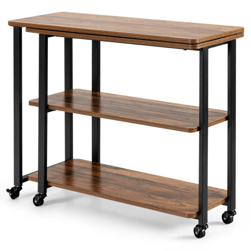 Patented 360° Free Rotating Sofa Side Table with Storage Shelves and Casters