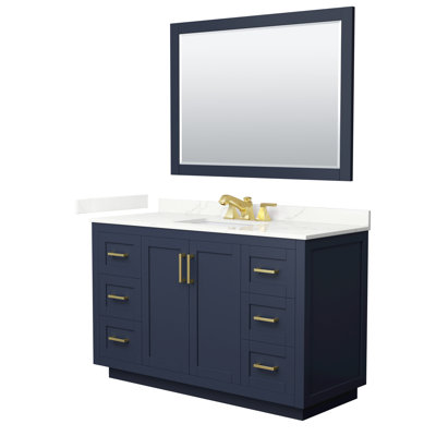 Ensemble de meuble-lavabo simple autoportant 54 po avec plateau en quartz Miranda