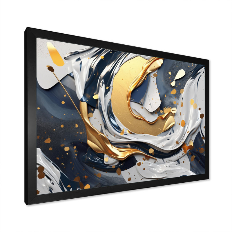 Grey and Gold Transcendent Impressions IV, H 24 po x l 32 po x P 1 po, Cadre photo noir simple