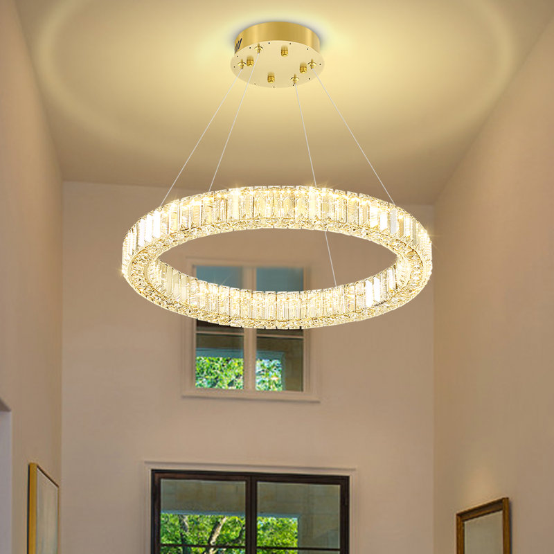 Luminaire suspendu rond moderne Modern Ring Chandelier, 118'' H x 24'' W x 24'' D, Gold, 1