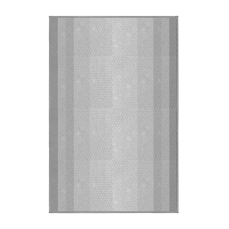 Tapis rayé gris en laine, Rectangle 4 pi x 6 pi
