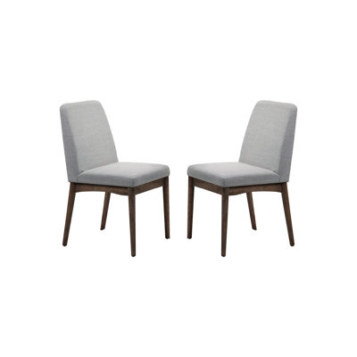 Chaise de salle à manger rembourrée en tissu gris, brun (ensemble de 2)