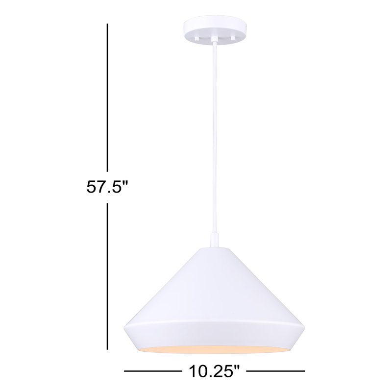 Bertie 1 - Light White Single Pendant, 57.5" H x 10.25" W x 10.25" D