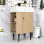 Ensemble de meuble-lavabo de salle de bain avec lavabo en céramique, rangement à gauche et pieds dorés-1360869210