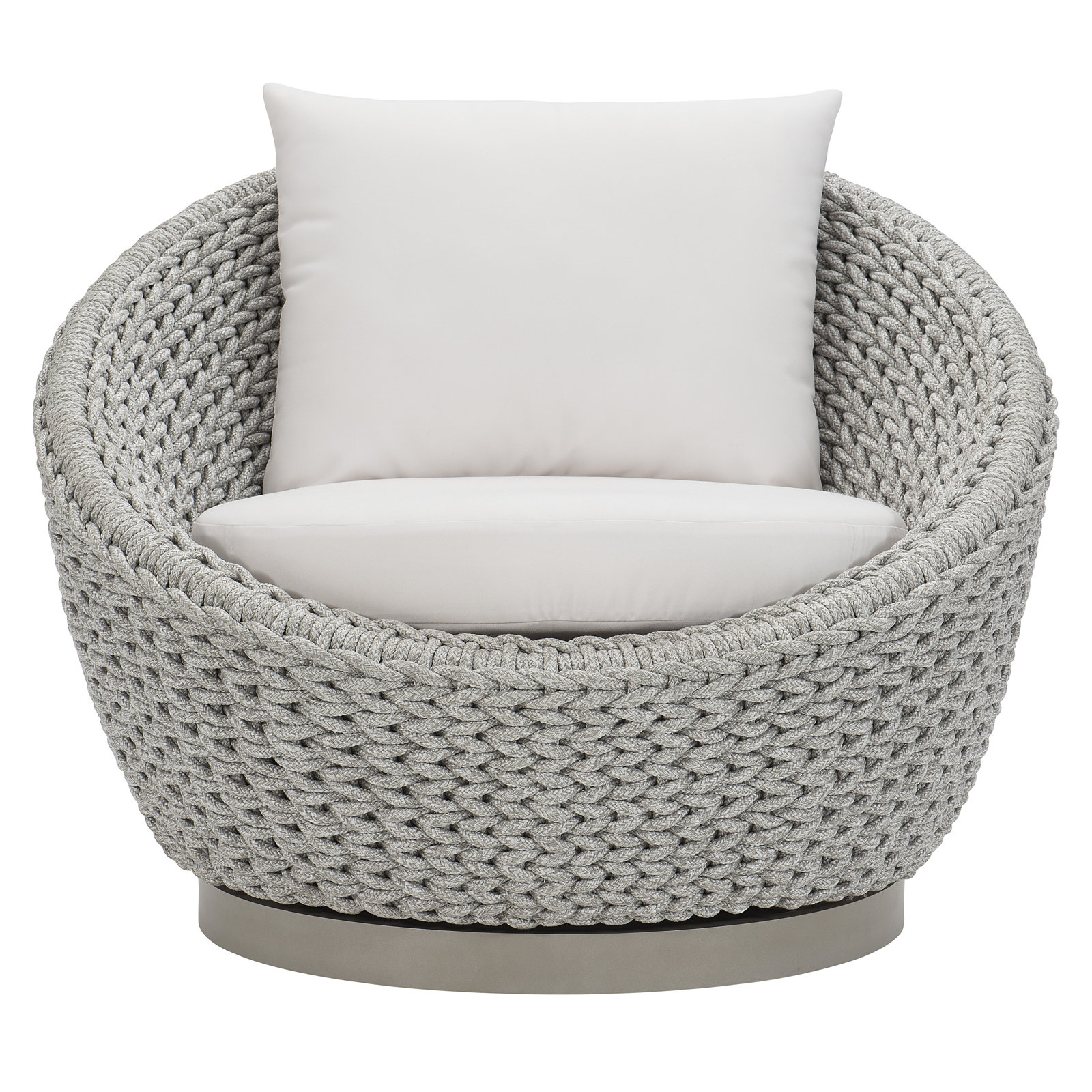 Savaii Swivel Powder Coated Aluminum Outdoor Lounge Chair , Sunbrella® Cushions Included, Light Grey Linen 6032-010