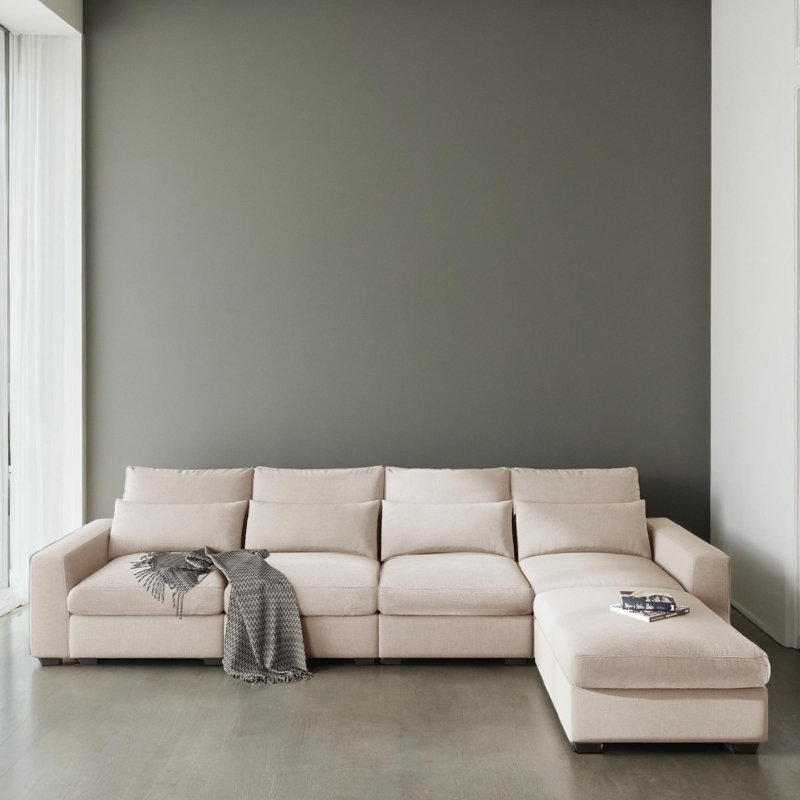 Reversible Modular Corner Sectional, Beige Linen Blend