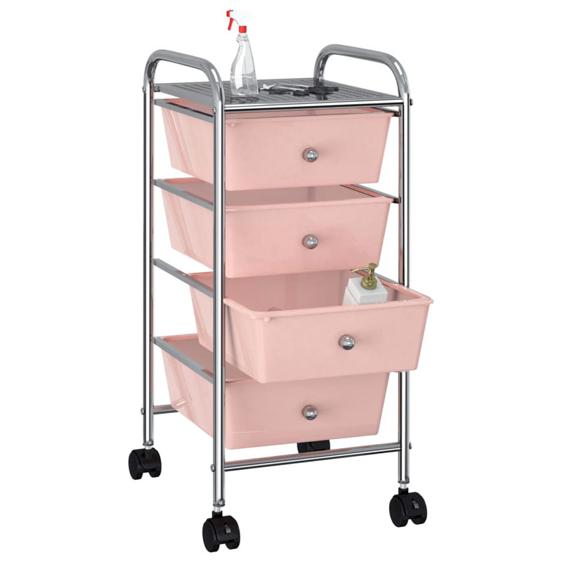 Mary-Grace 76cm H x 36.5cm W Utility Cart with Wheels, Pink