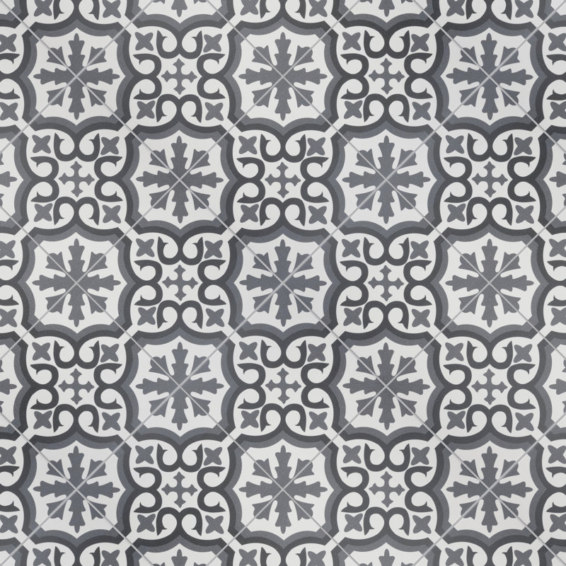 Berkeley 18" x 18" Porcelain Wall & Floor Tile, Gray/White