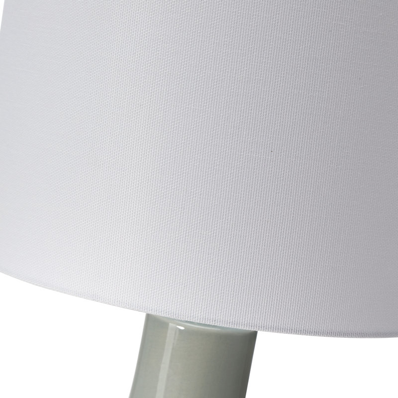 Lampe de table 19 po en céramique avec abat-jour tambour blanc, Sage Green