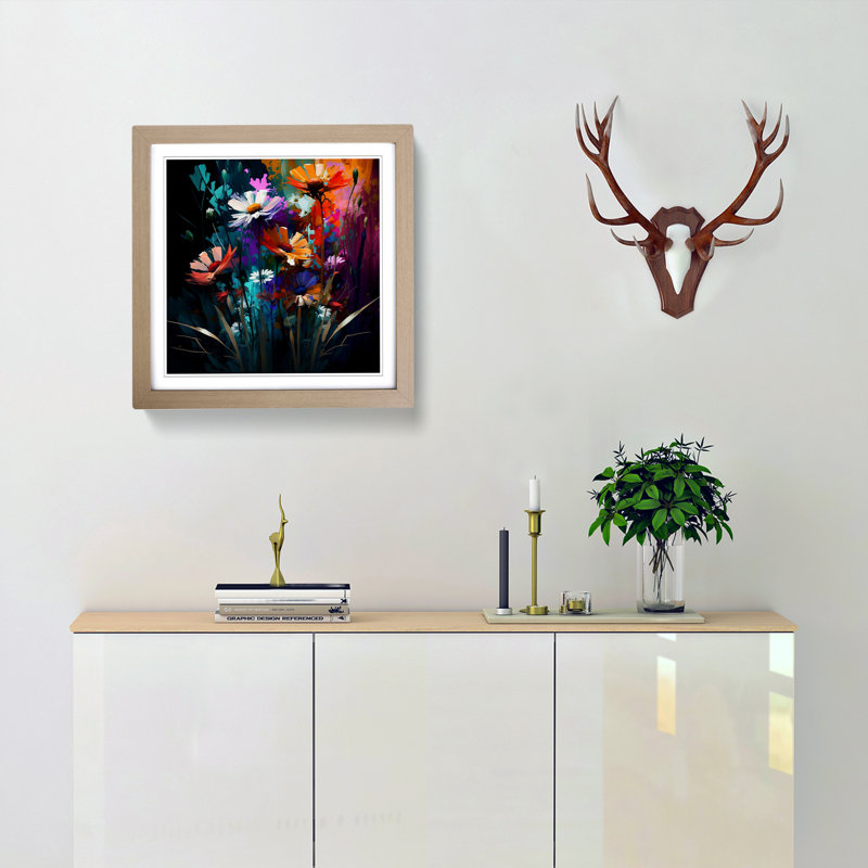 Wildflowers Expressionism - Framed Print, Oak