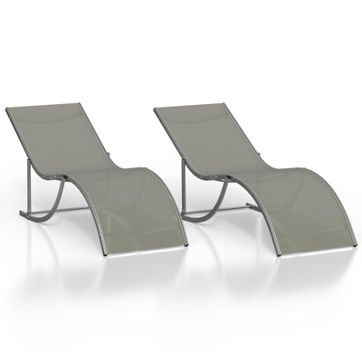 Ensemble de 2 chaises longues de patio, chaise longue d'extérieur réglable en 5 positions