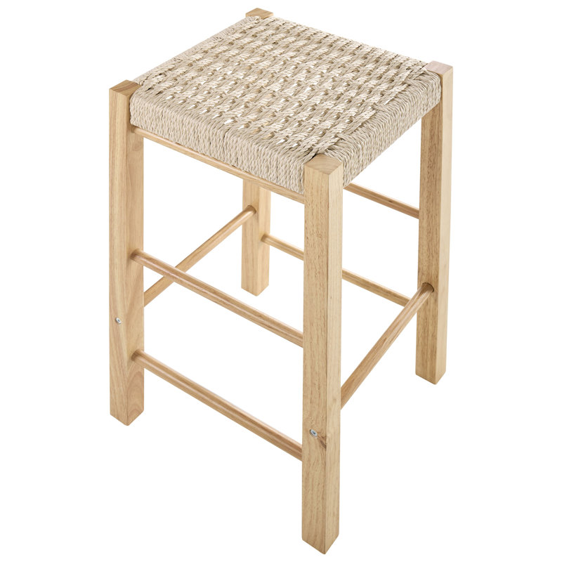 Counter Stool with Solid Wood Frame, Light Brown