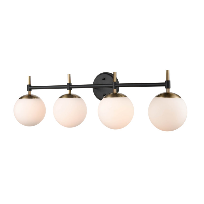 Aparicio Dimmable Bathroom Vanity Light, 4, Matte Black/Modern Gold