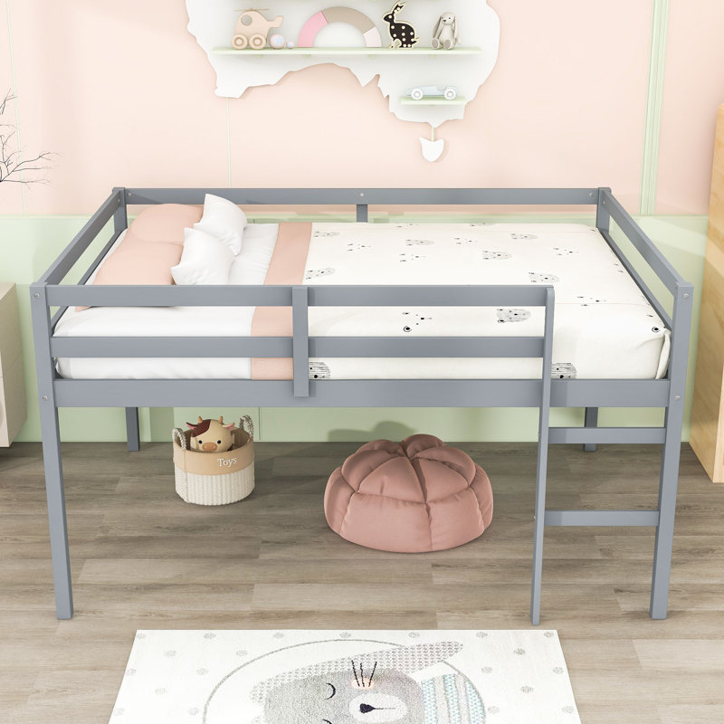 Hirotsugu Contemporary Full Loft Bed With Low Height Design And Ample Under-Bed Storage, Gray