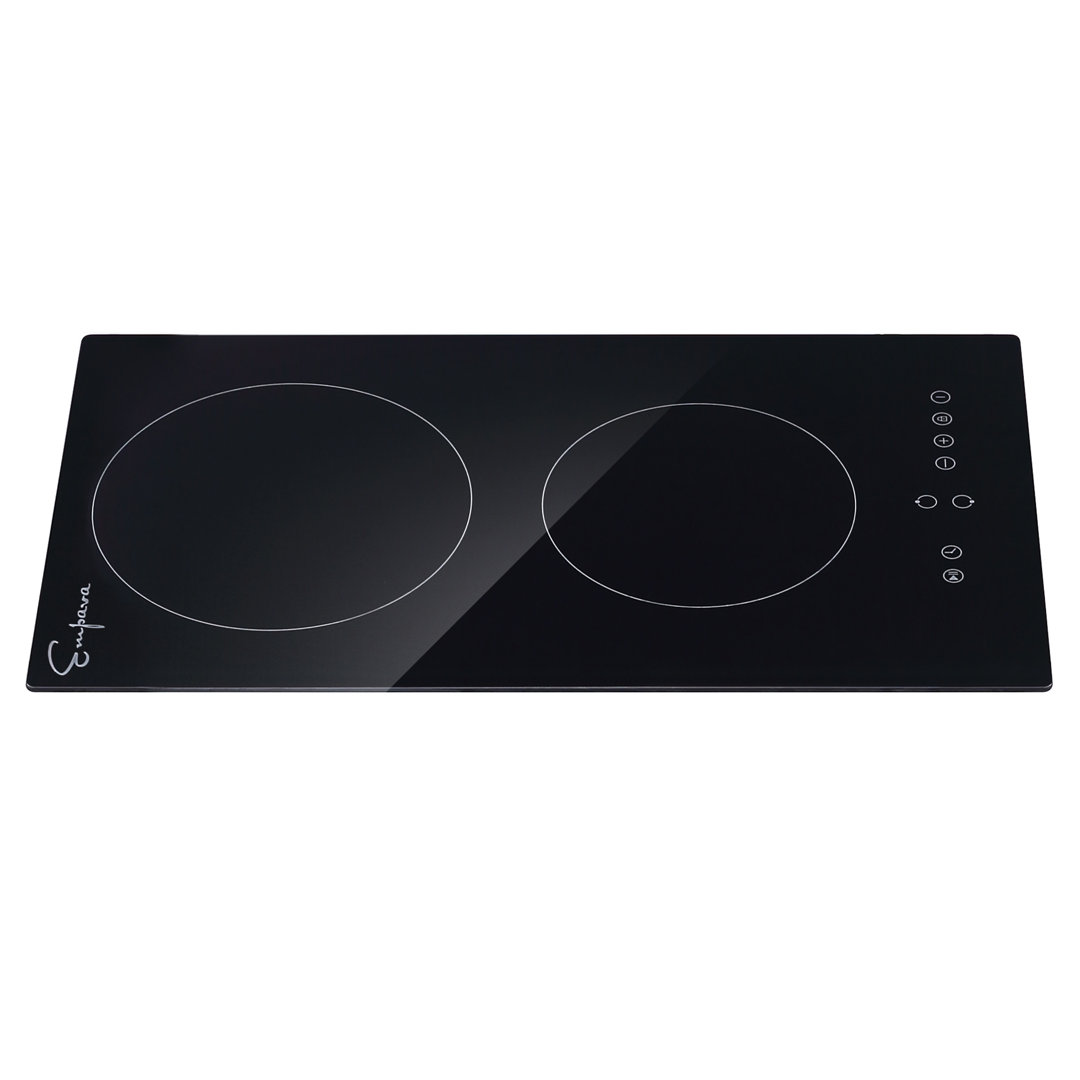 Empava 11.34" Radiant Electric Cooktop with 2 Burners, 3000W Electric Cooktop, 9 Heating Level, Black  Empava