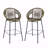 Set Of 2 Outdoor Patio Barstool, Green Faux PE Wicker-1127566553