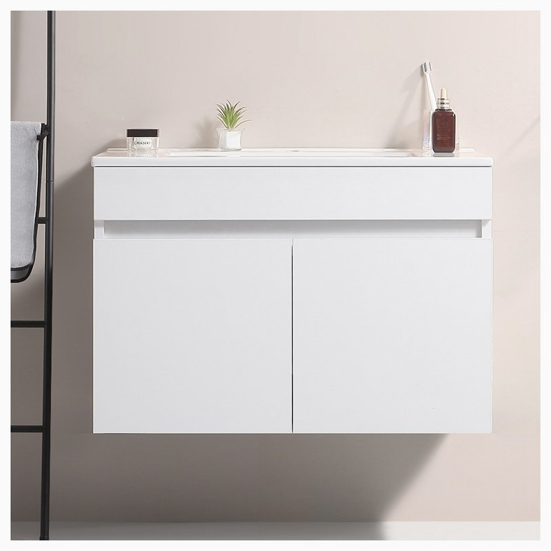 Ensemble de meuble-lavabo simple avec plateau Anahy, Blanc