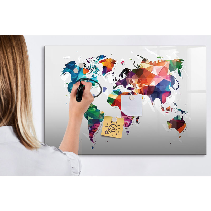 World Map of the Triangle Magnetic Wall Mounted Dry Erase Board