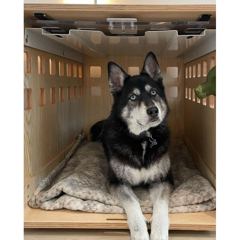 Fable Pet Crate, Walnut, Medium (25" H x 24" W x 34" D)