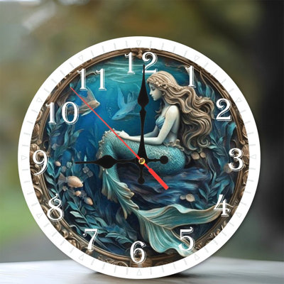 Horloge murale en bois 10 po, mouvement silencieux, à piles (piles AA non incluses), décor artistique, parfait pour les décorations