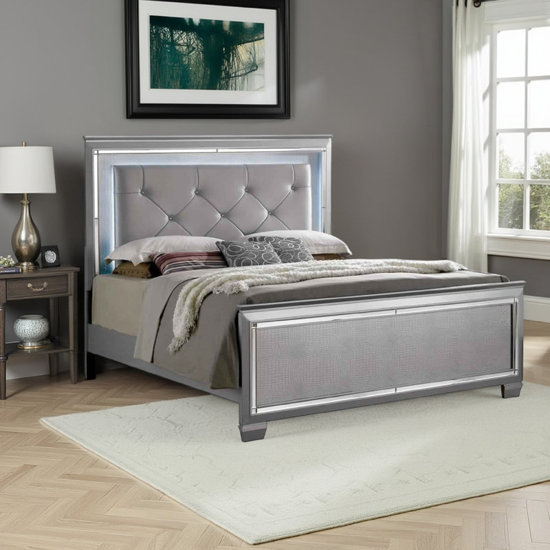 Ailey Vegan Leather Platform Bed, Queen