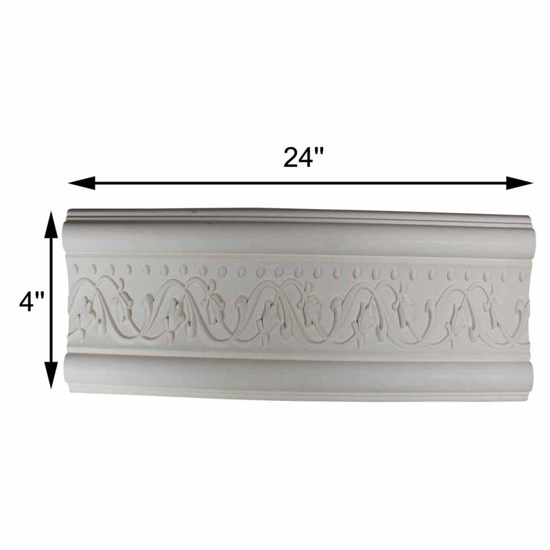 Primed White Urethane Ornate Crown Molding 96" L