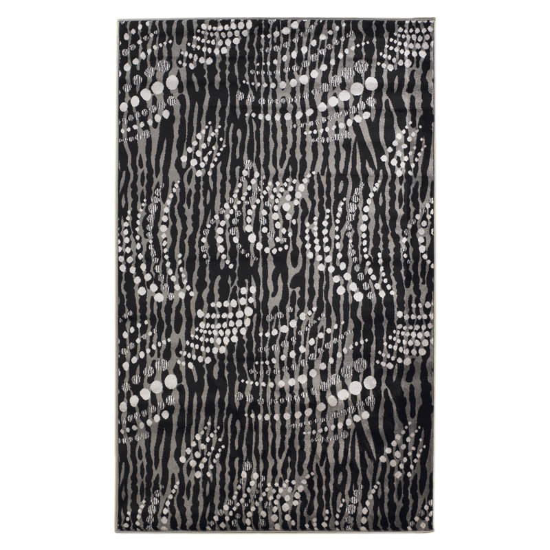 Carina Geometric Black/Gray Area Rug, Rectangle 8' x 10'3"