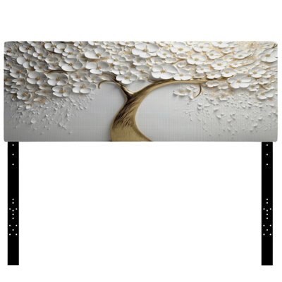Tête de lit tapissier à motif floral V - White Orchid Tree Garden of Branches