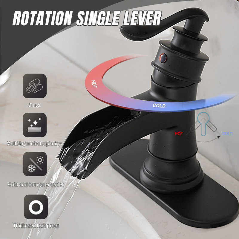 Single-Hole Single-handle Bathroom Faucet with Drain Assembly, Matte Black