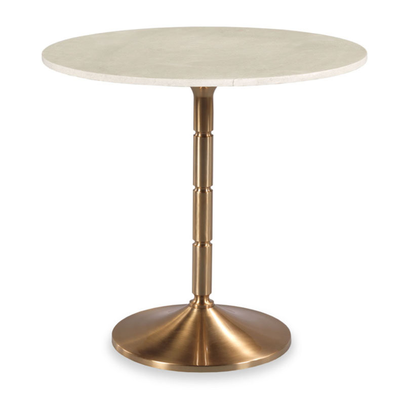 Villeret Round Marble Dining Table, Tan, 29.5"H x 32"L x 32"W