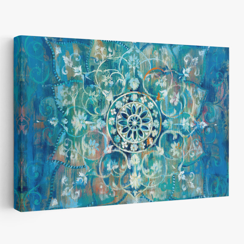 Mandala bleu et bohémien en bleu I, H 16 po x l 24 po