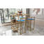 Ensemble de table de bar et chaise cinq pièces, structure dorée, plateau de table multicouche, coussin de chaise et dossier en éponge, table avec fonction de rangement (or + beige + bleu)