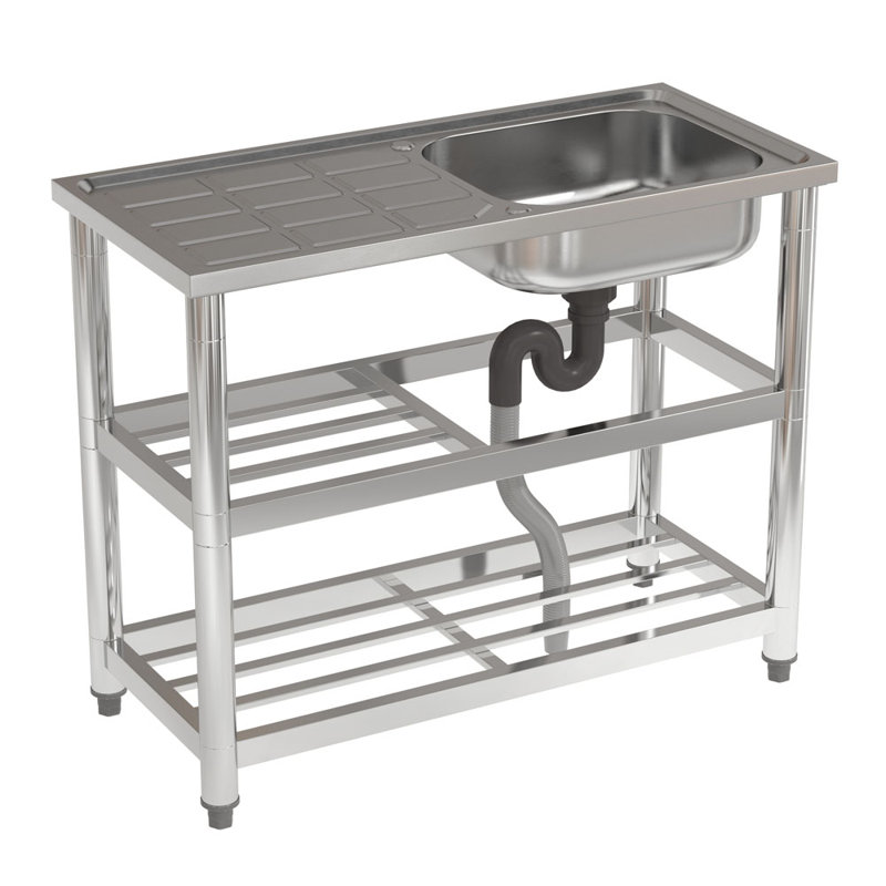 Borough Wharf 45mm W Single Bowl Stainless Steel Kitchen Sink with 2 Faucet Holes