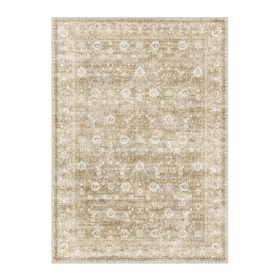 Kitty Machine Washable Oriental Area Rug with Non-Slip Backing