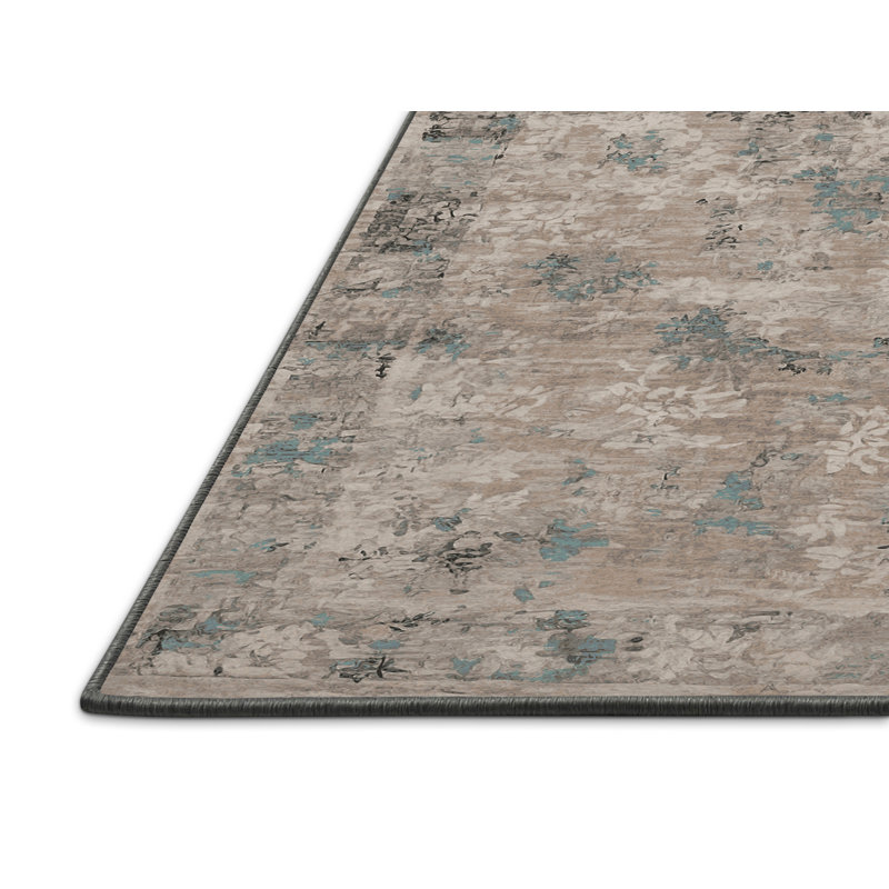 Tapis gris soyeux et moelleux, Rond 3 pi