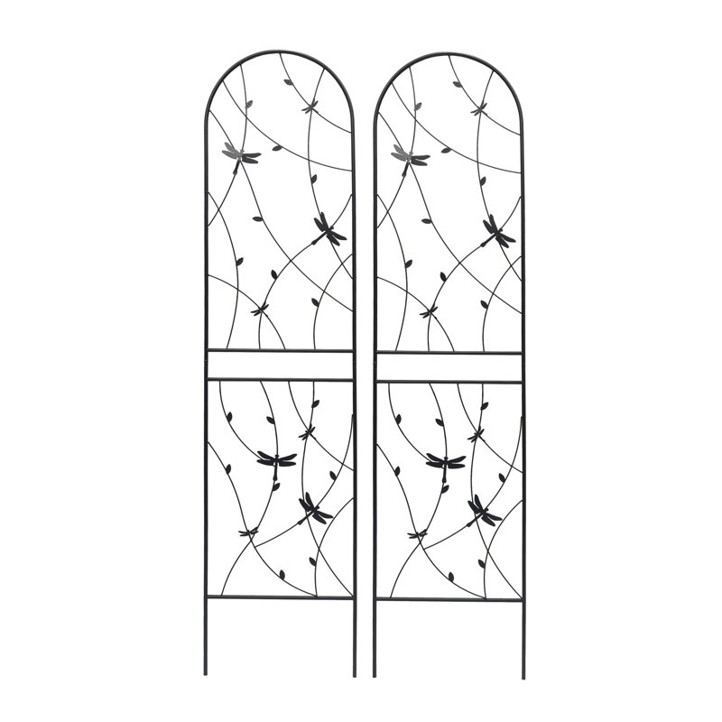 Ensemble de 2 treillis de jardin en métal 86,7 "x 19,7" antirouille pour plantes grimpantes support de fleurs extérieur noir