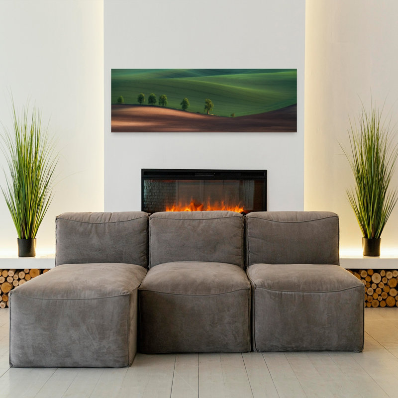 «Green Rolling Hills Peaceful Serene Tranquil Landscape Nature», art mural, H 16 po x l 48 po