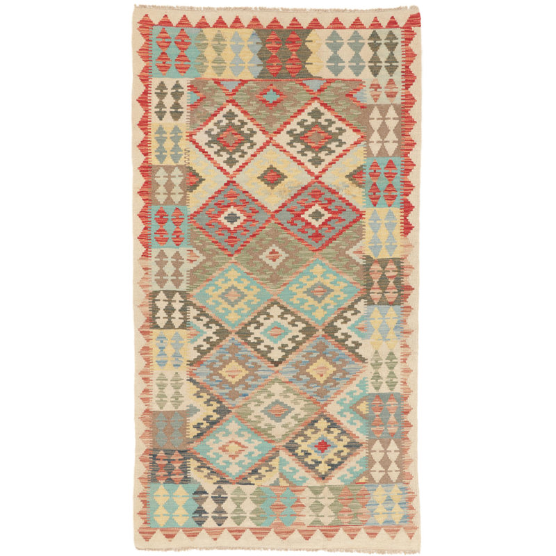 Geometric Wool Hand Woven 110cm X 205cm Area Rug