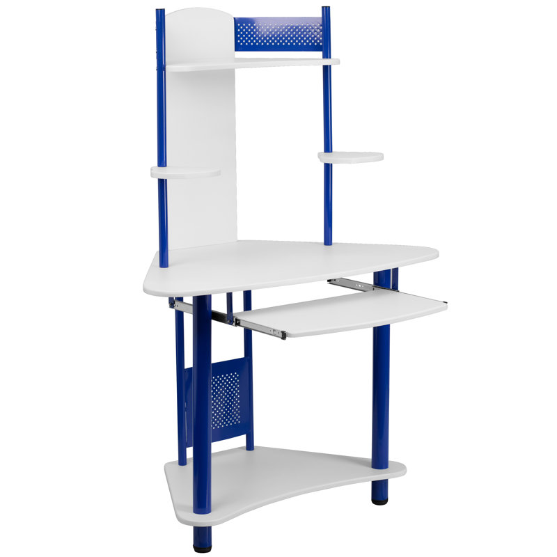Boyden Corner Computer Desk with Hutch, Blue