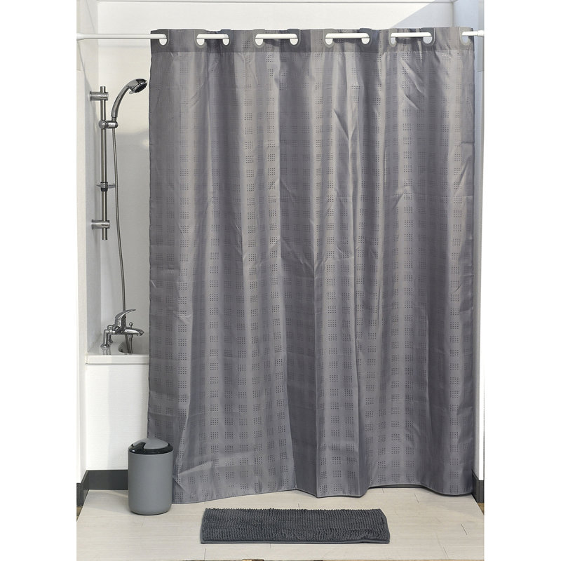 Rideau de douche cubique sans crochet extra long en polyester, Gris