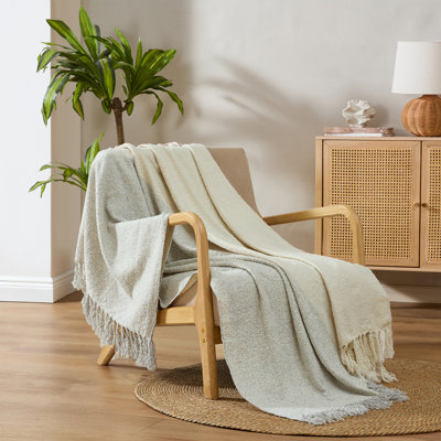 Palm Aire Kiawah Beige/White 50" x 70" Woven Throw Blanket