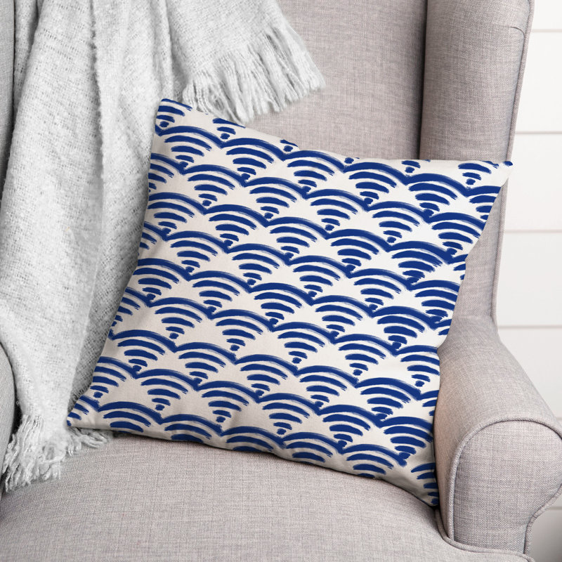 Coussin extérieur bleu à motif festonné