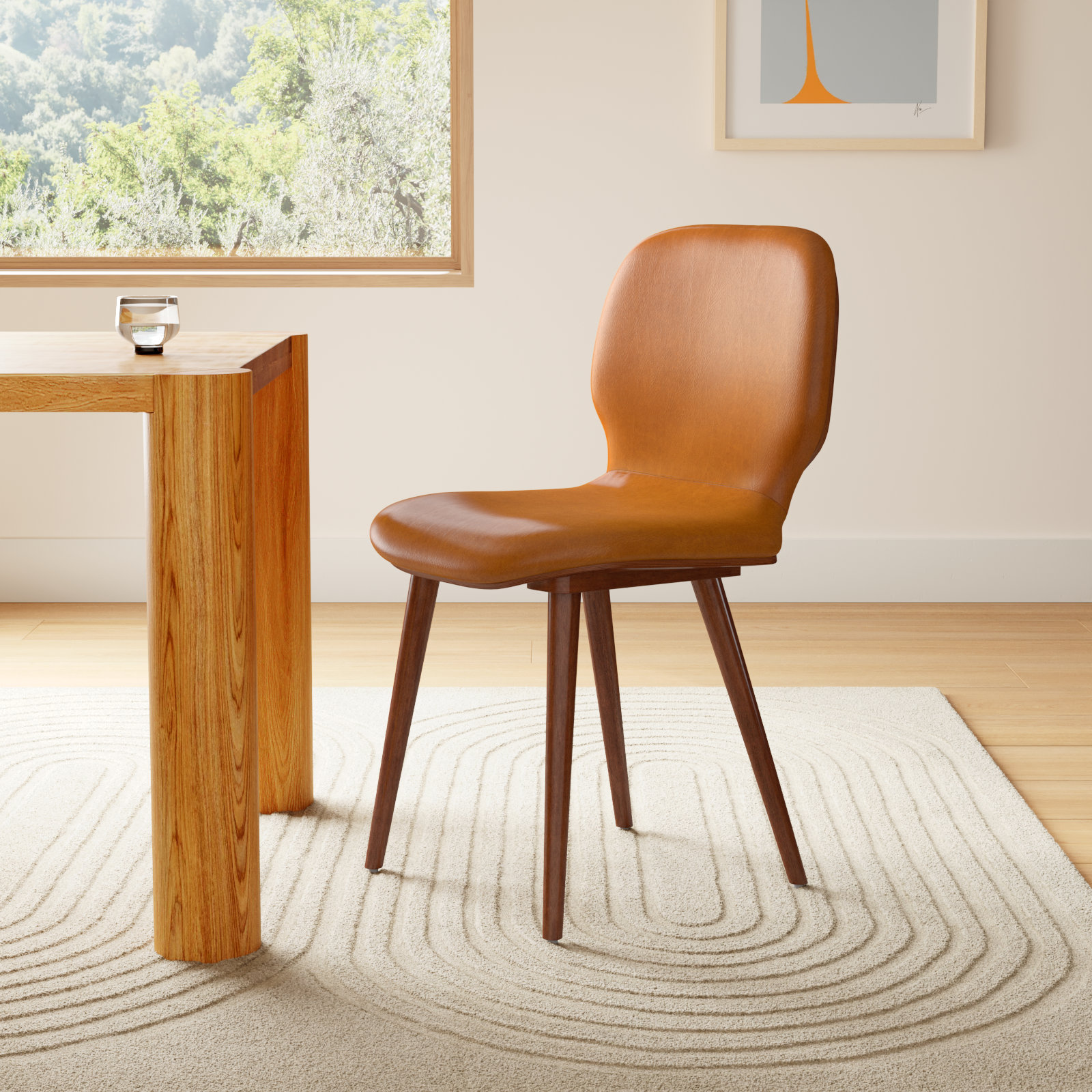 Vanya Side Chair, Brown Leather