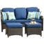 Ensemble de conversation de patio 9 pièces NTC, ensemble de canapé d'extérieur en osier avec chaises berçantes pivotantes, repose-pieds et table de foyer optionnelle, ensemble de conversation de patio avec coussins-88392639-88392640-98547658