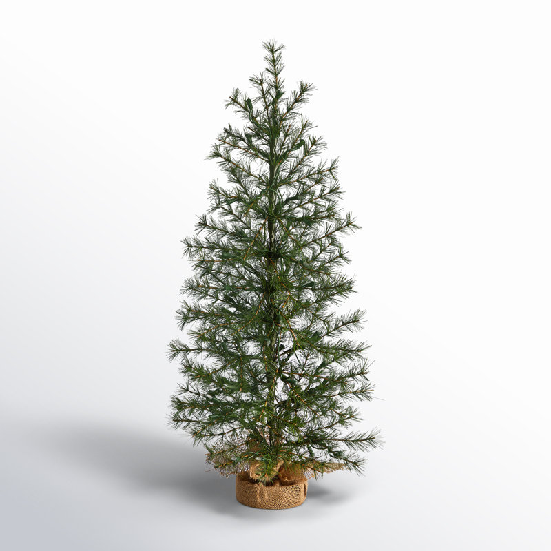 Artificial Christmas Tree with 50 Clear LED Lights Set in A Burlap Base