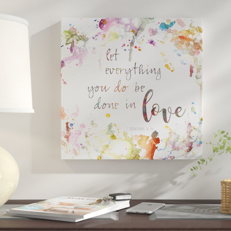 «Done in Love», art textuel, Toile tendue, H 16 po x l 16 po x P 1,5 po