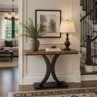 40" Console Table, Narrow Entryway Foyer Table with Geometric Base