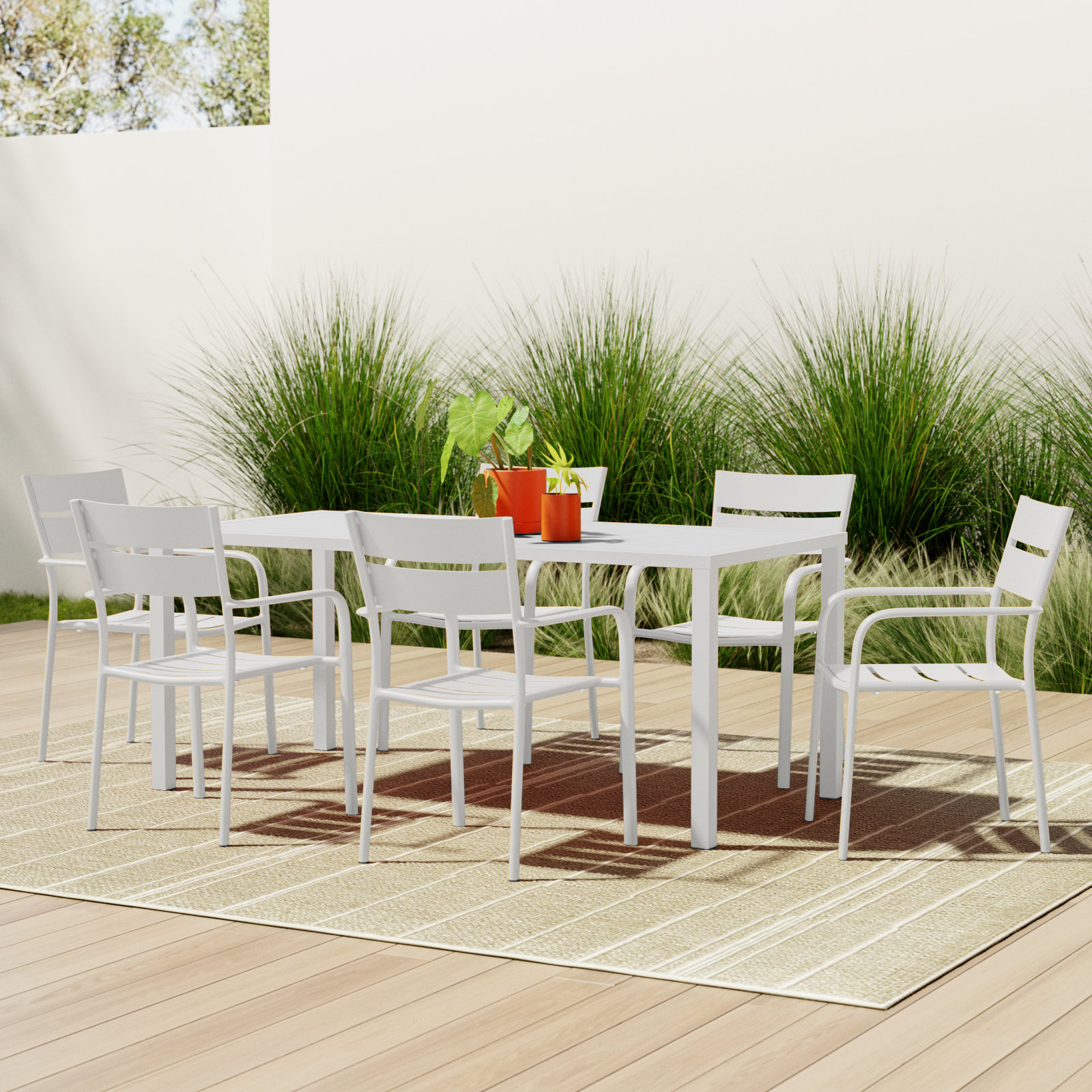 Ottie 71" Patio Dining Set, White