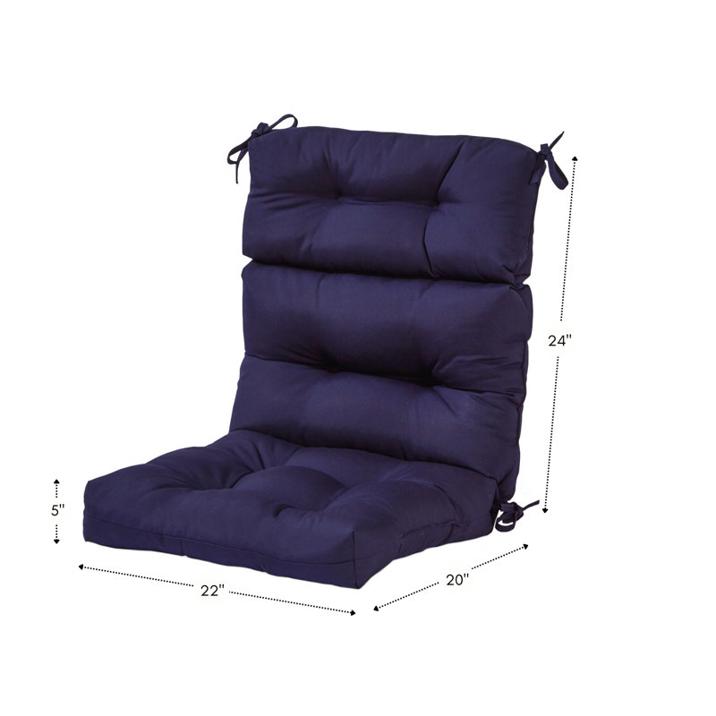 Coussin de chaise d'extérieur à dossier haut Lester, Marine, 1