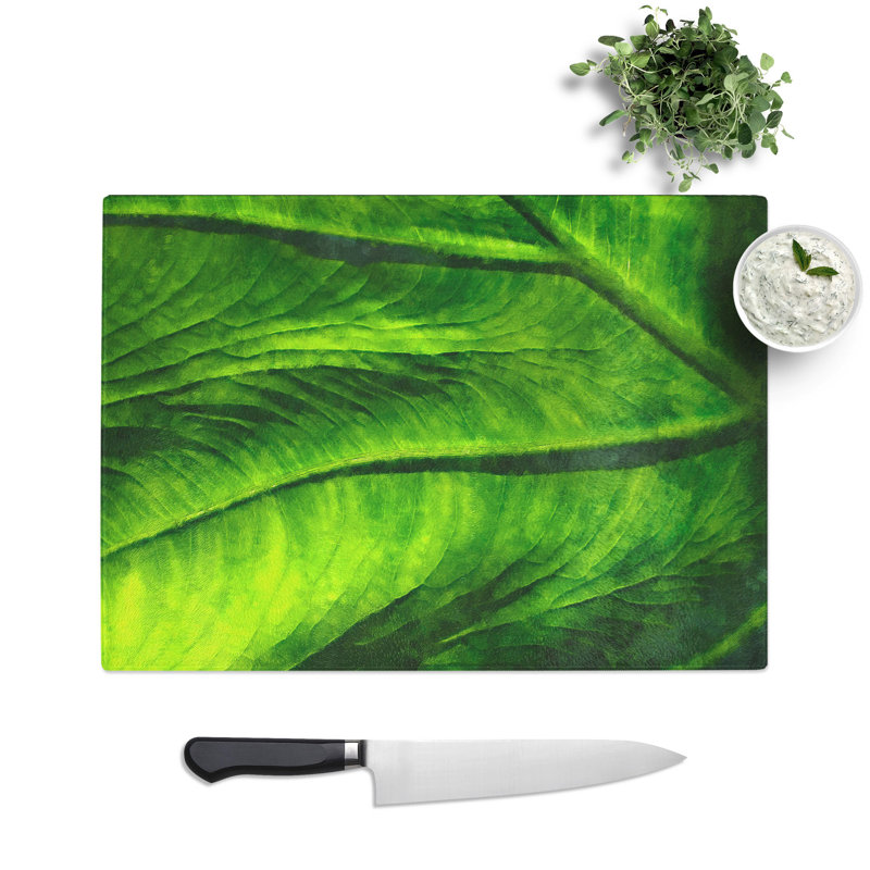 Veins of a Leaf Painting Chopping Board, 0.4cm H x 28.5cm W x 39cm L